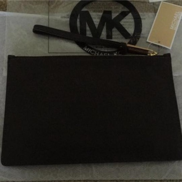 NWT Michael Kors Large Rhea Studded Lg Zip Clutch Dark Chocolate Almost Black - Picture 6 of 7
